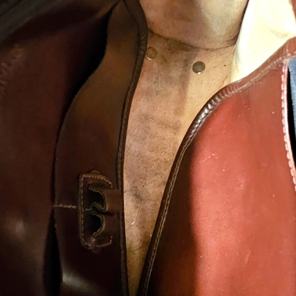 Brahmin Dark Brown Pattern Leather & Beige Woven Fabric Shoulder/ Crossbody Bag - Picture 9 of 10